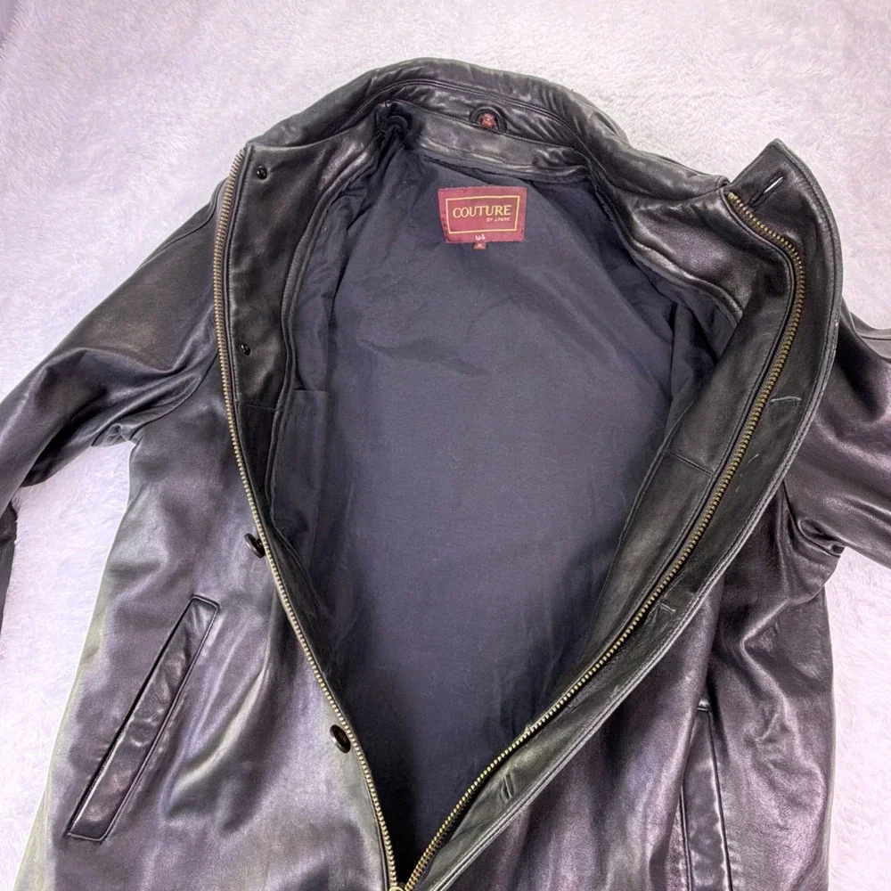 VTG Couture by J Park Men's Lambskin Leather Jacket Size XL Black FullZip Button